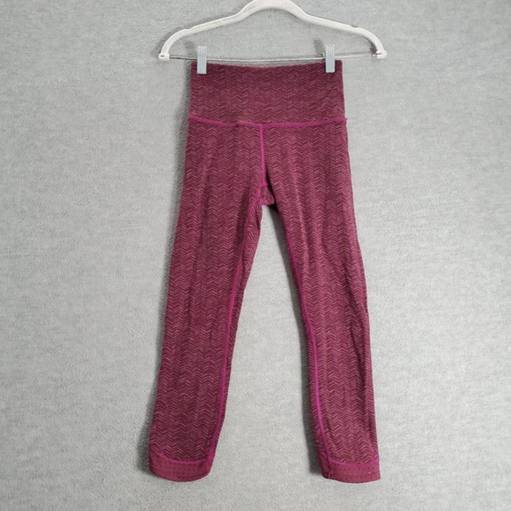 Lululemon Women‎ Activewear Pants 4 Purple Chevron Transcend Crop Leggings Mesh